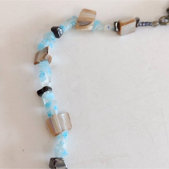 Millefiori Y Drop Glass Pendant Necklace Millefiori Glass Chips Stones Turquoise - Picture 5 of 10